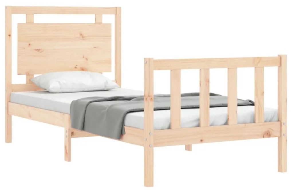 Estrutura de cama com cabeceira 90x190 cm madeira maciça