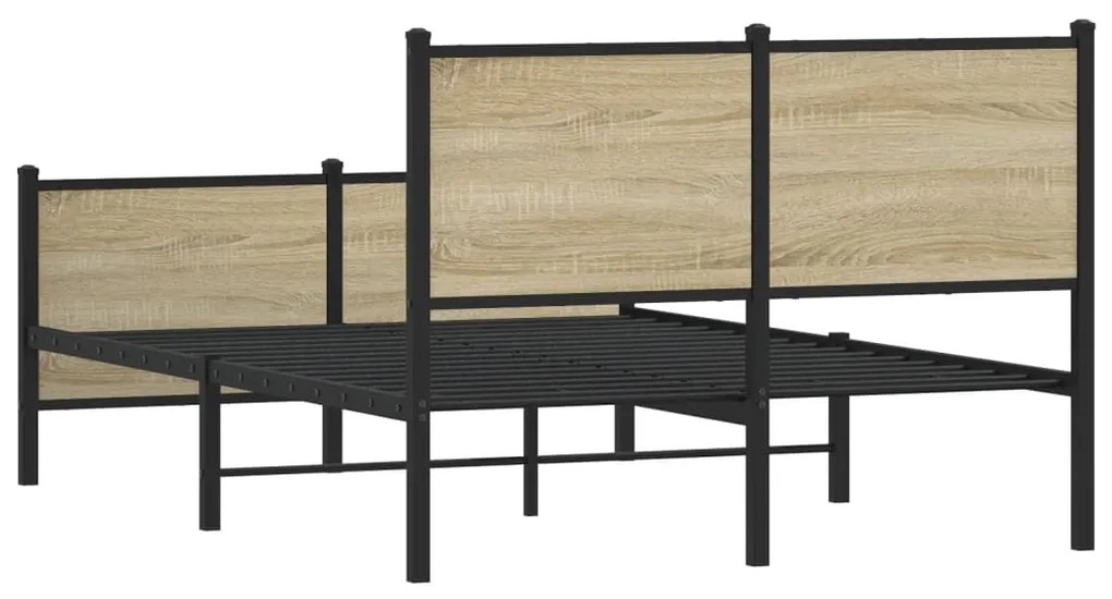Estrutura de cama sem colchão 120x190 cm metal carvalho sonoma