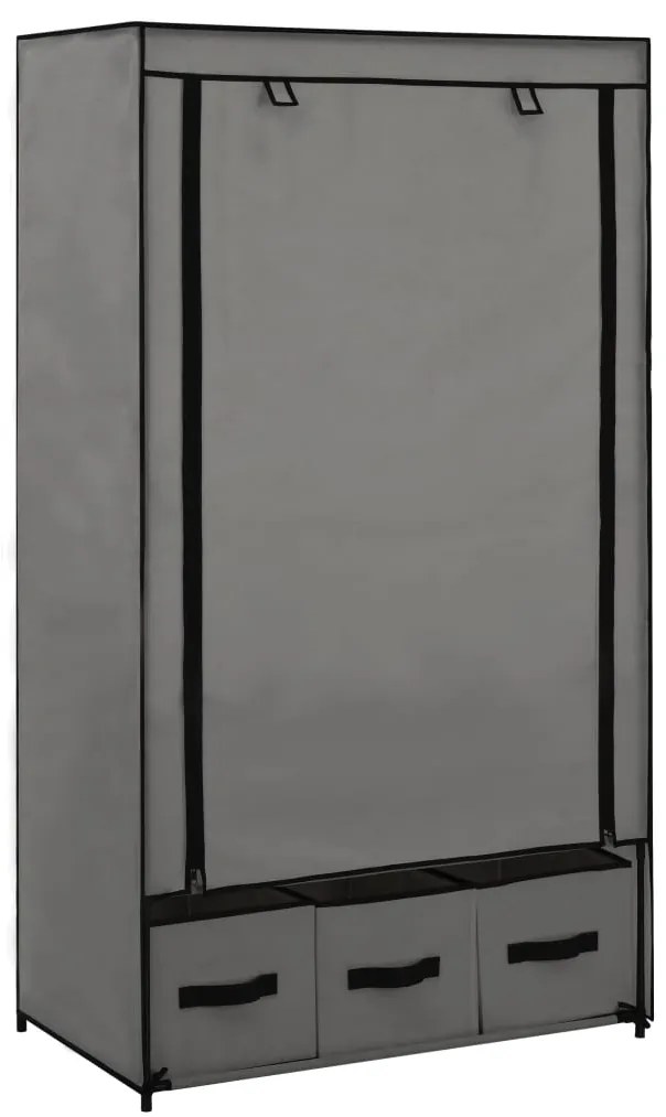 Roupeiro 87x49x159 cm tecido cinzento