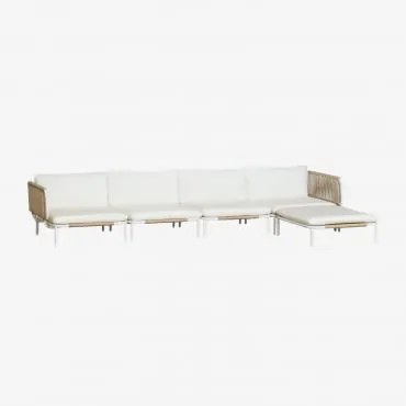Conjunto De Jardim Com Sofá Modular De 4 Peças Com 2 Módulos De Canto E Puff Em Aço Roubly Beige De Amêndoa - Sklum