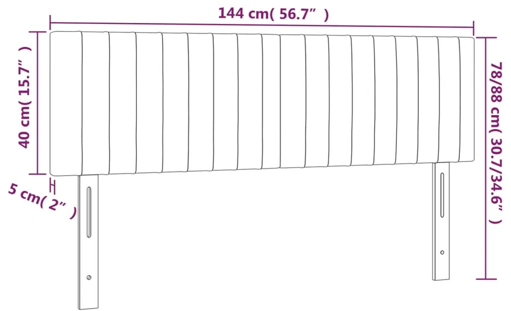 Cabeceira de cama c/luzes LED veludo 144x5x78/88cm cinza-escuro