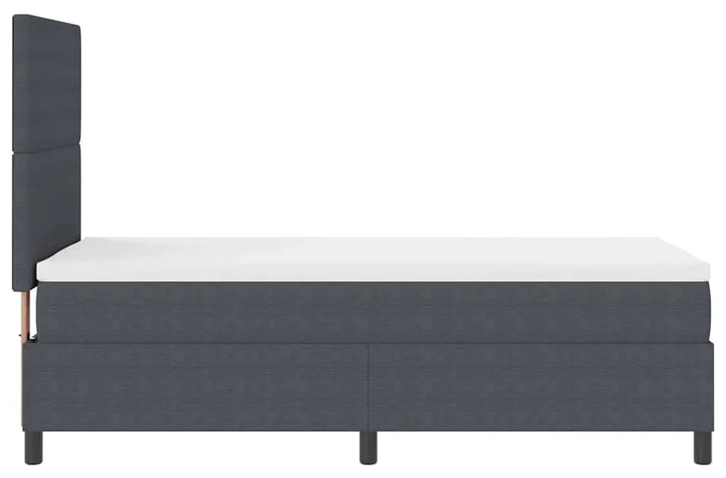 Cama Box Spring com Colchão e Luz LED Cinza Escuro 80x200 cm Tecido Ca