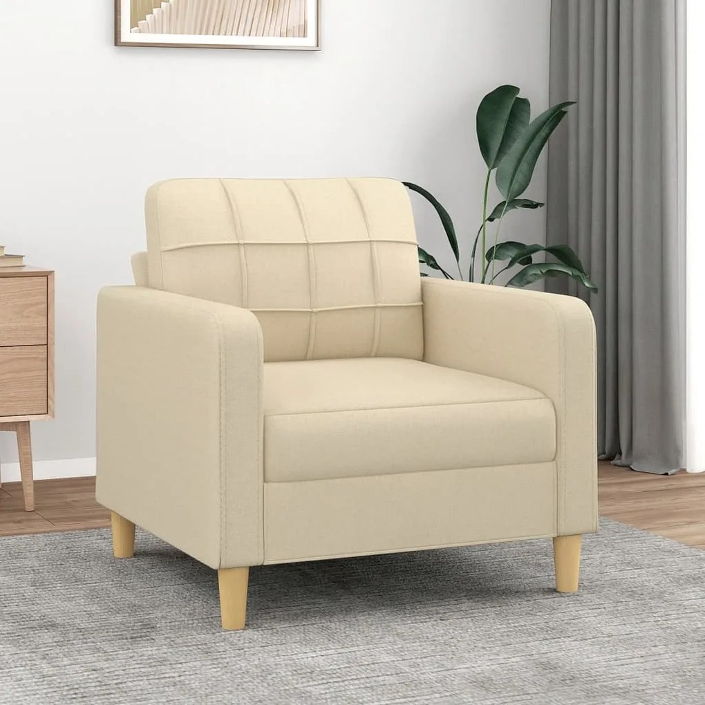 359077 vidaXL Poltrona 60 cm tecido cor creme