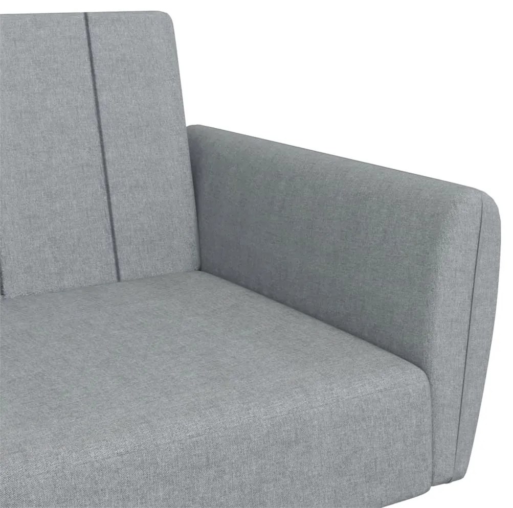 Sofá-cama de 2 lugares c/ apoio de pés tecido cinzento-claro