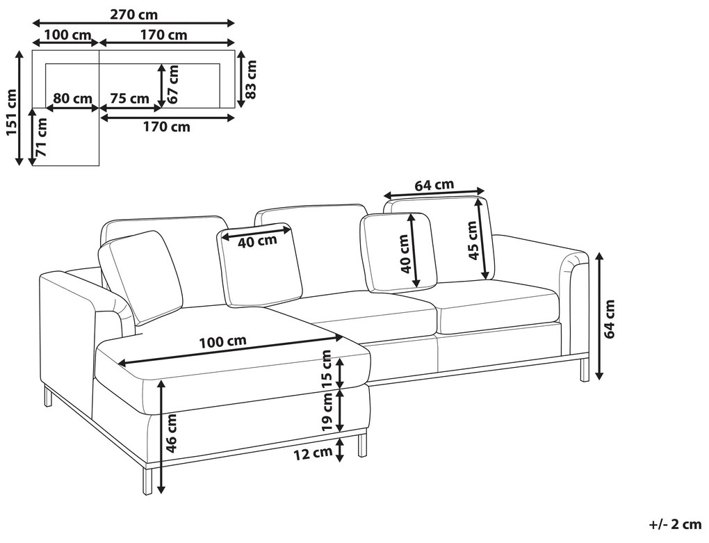 Sofá de canto em tecido creme à direita OSLO Beliani
