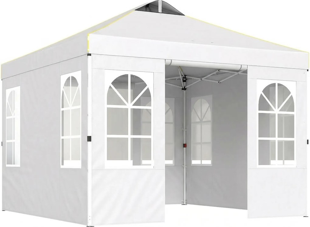 Outsunny Tenda Dobrável de Jardim 3x3 m Pop-up com UPF50+ 4 Laterais Removíveis Altura Ajustável e Bolsa de Transporte Branco | AOSOM Portugal