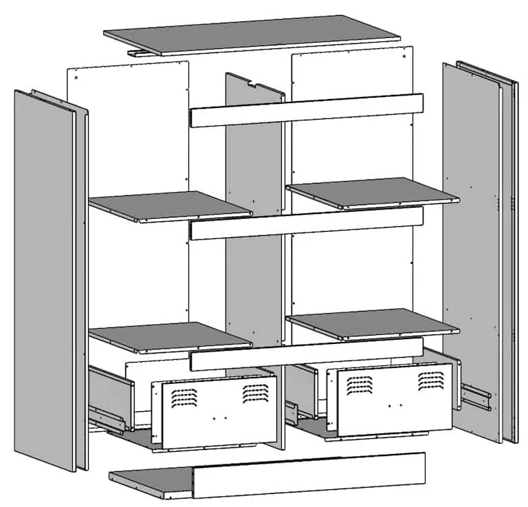 Aparador alto 67x39x95 cm aço branco