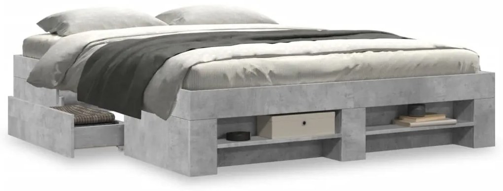Estrutura cama s/ colchão 160x200cm cinza cimento