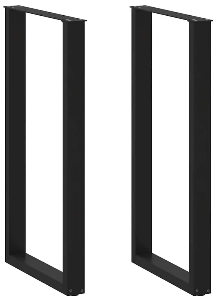 vidaXL Pés de mesa de bar em forma de U, 2 peças, preto, 60x (110-111) cm, aço
