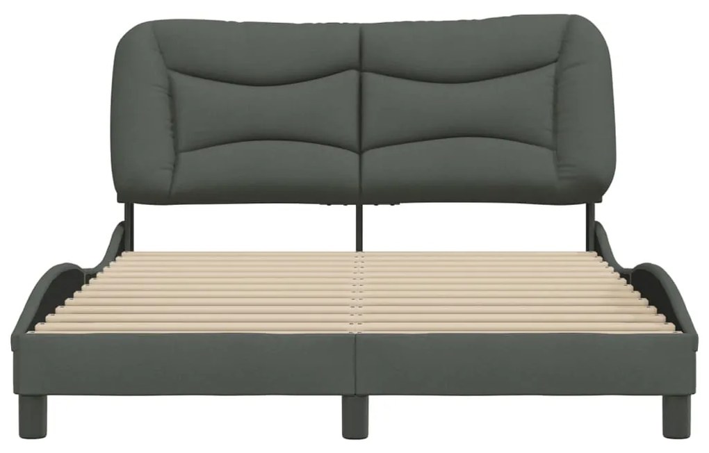 Estrutura de cama sem colchão 140x200 cm tecido cinzento-escuro