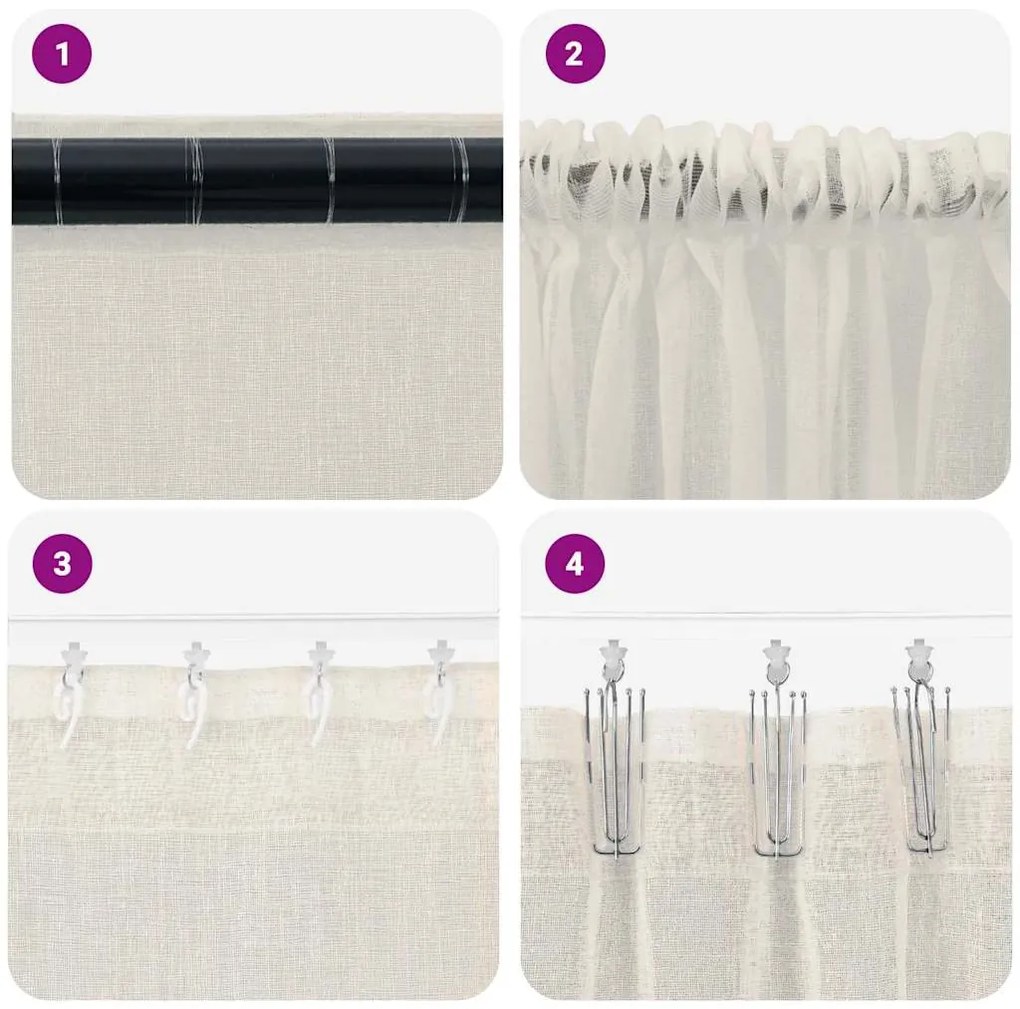 Cortinas com cortinas 2 pcs Creme 140 x 245 cm Poliéster