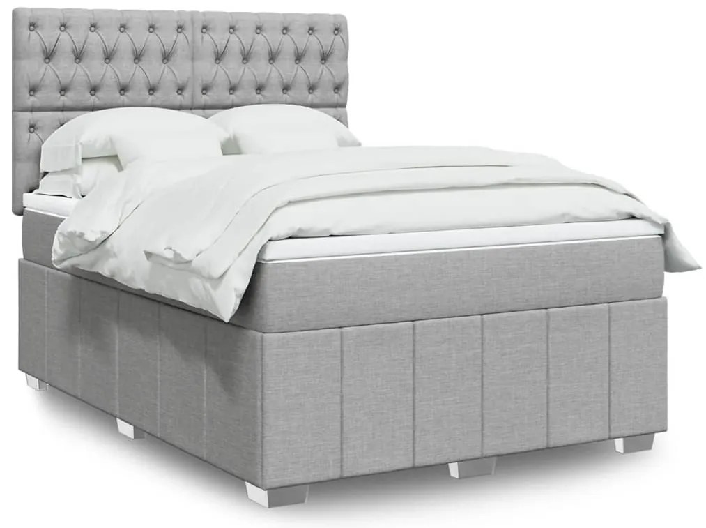 vidaXL Cama com molas/colchão 160x200 cm tecido cinzento-claro