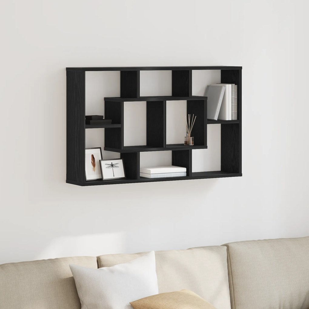 Prateleira de Parede vidaXL - Carvalho Preto, 85 x 16 x 52,5 cm, Feita de Madeira de Engenharia