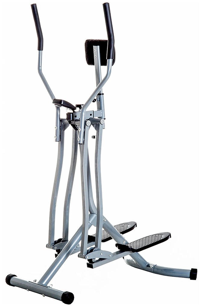 HOMCOM Bicicleta Elíptica Treinador Elíptico Ajustável com Monitor Capacidade 110 kg para Casa Ginásio 96x60x152 cm Cinza