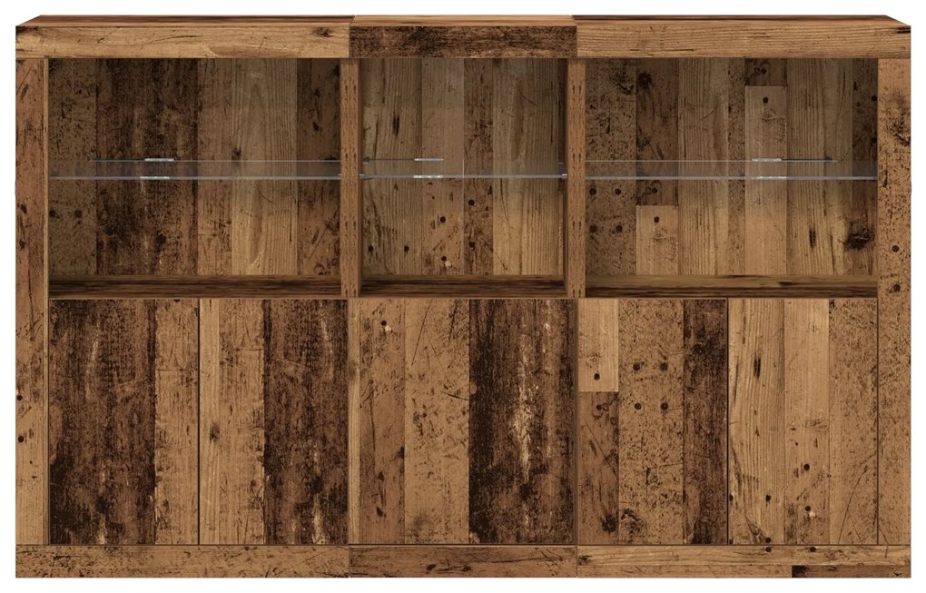 Buffet Lateral com Luzes LED Madeira Antiga 162x37x100 cm Madeira Recu
