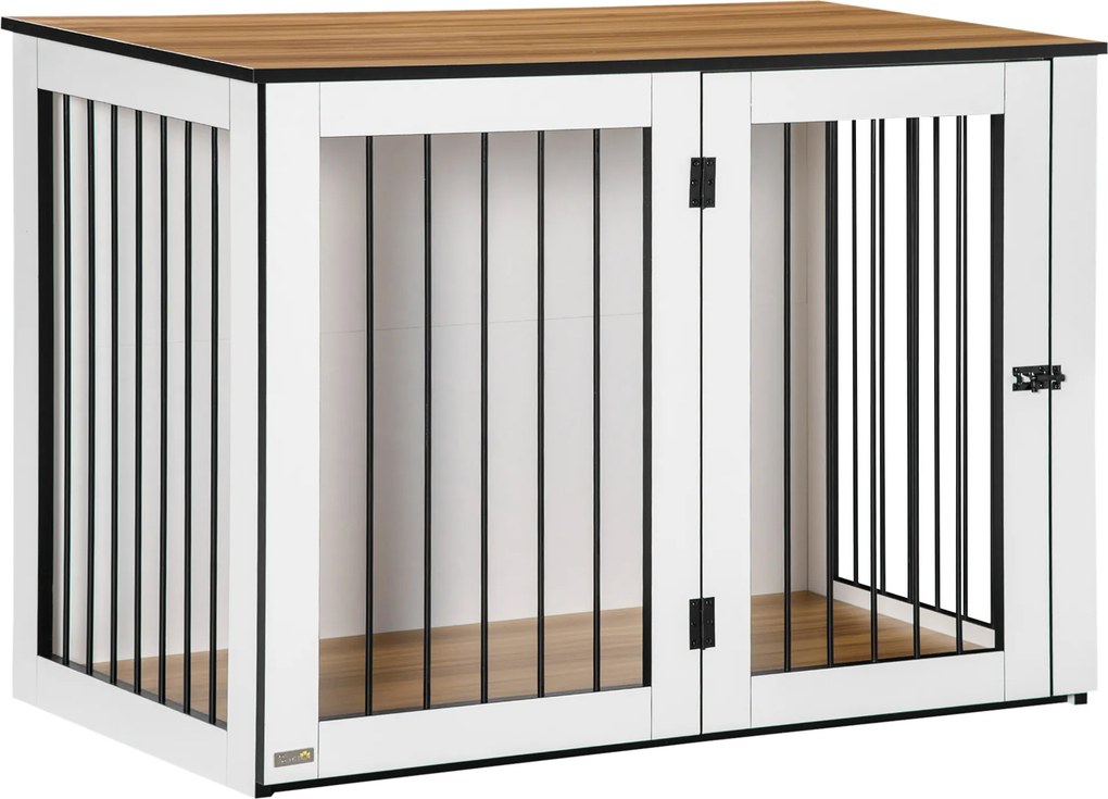 PawHut Caixa para cães, caixa para animais de estimação para cães grandes, abrigo para cães, interior, 106 x 60 x 76 cm, Carvalho+Branco | Aosom Portugal