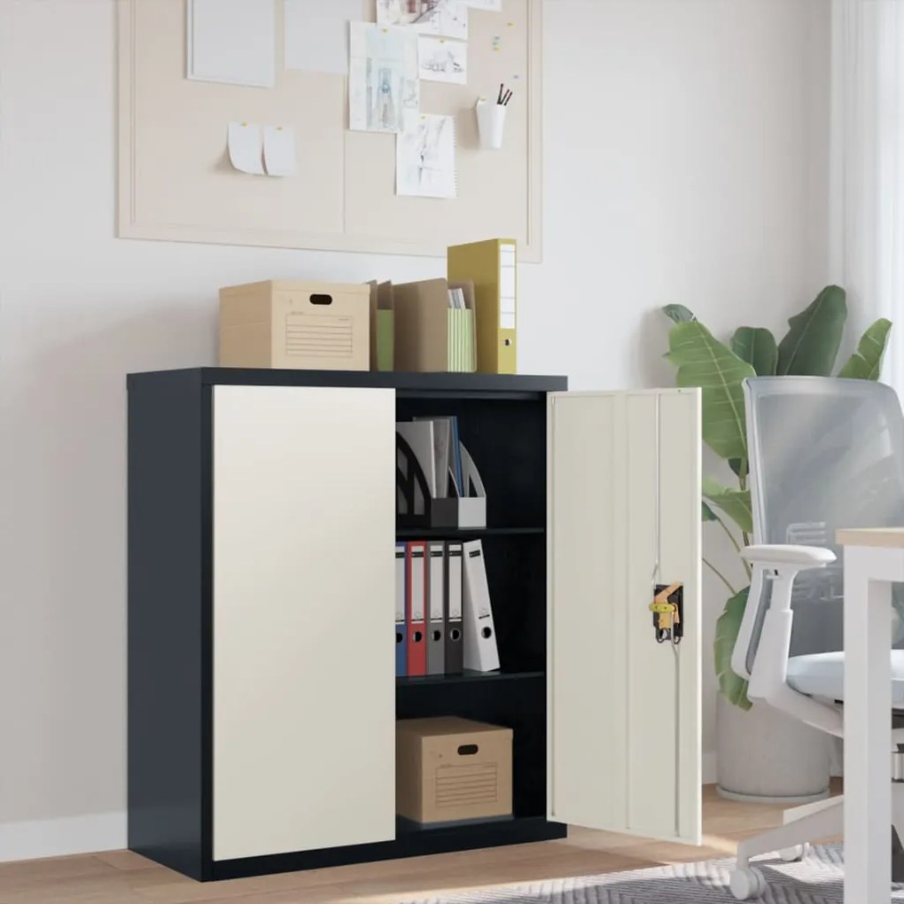 vidaXL Arquivador 90x40x105 cm aço antracite e branco