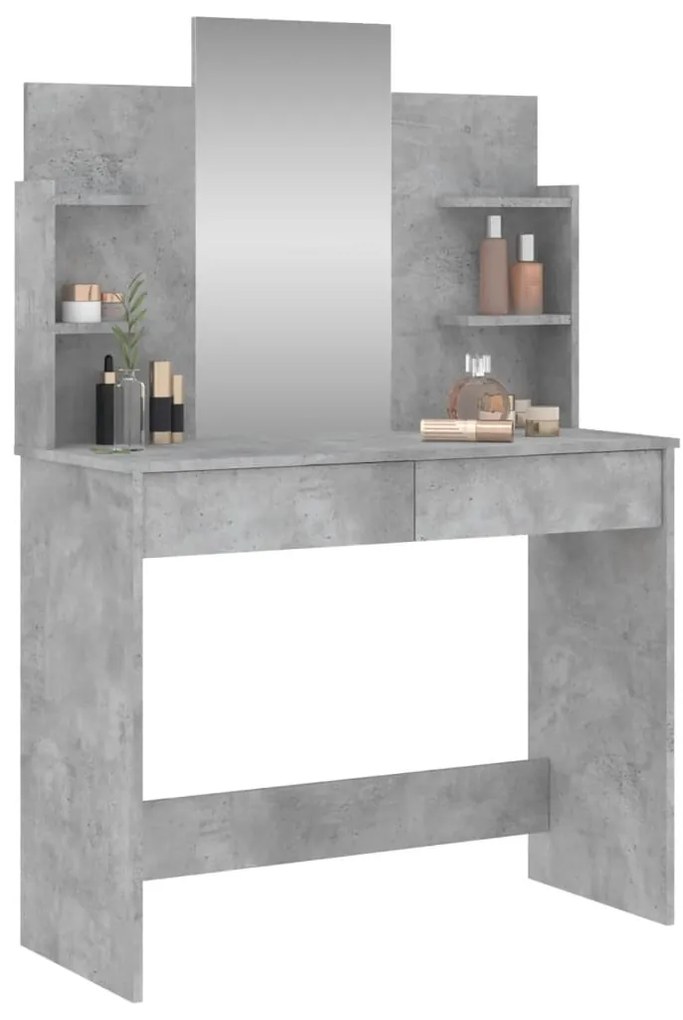 Toucador com espelho 96x39x142 cm cinzento cimento