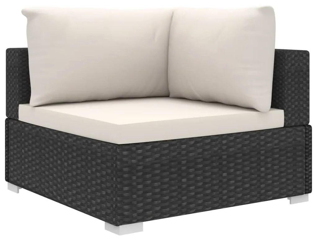 9 pcs conjunto lounge de jardim c/ almofadões vime PE preto
