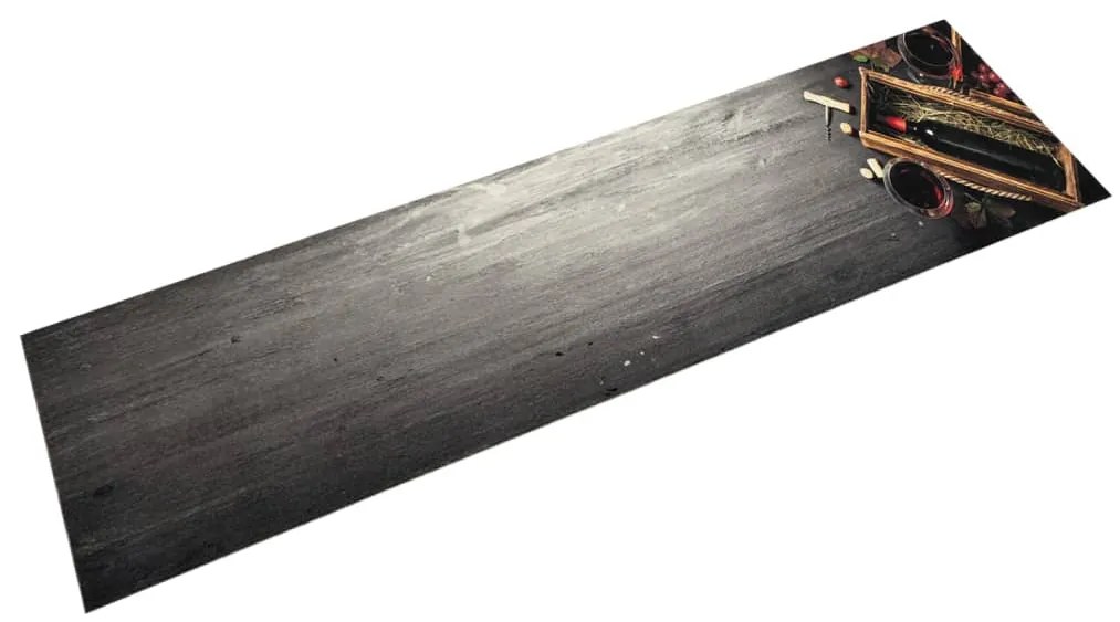 vidaXL Tapete de cozinha lavável 60x300 cm veludo padrão garrafa vinho