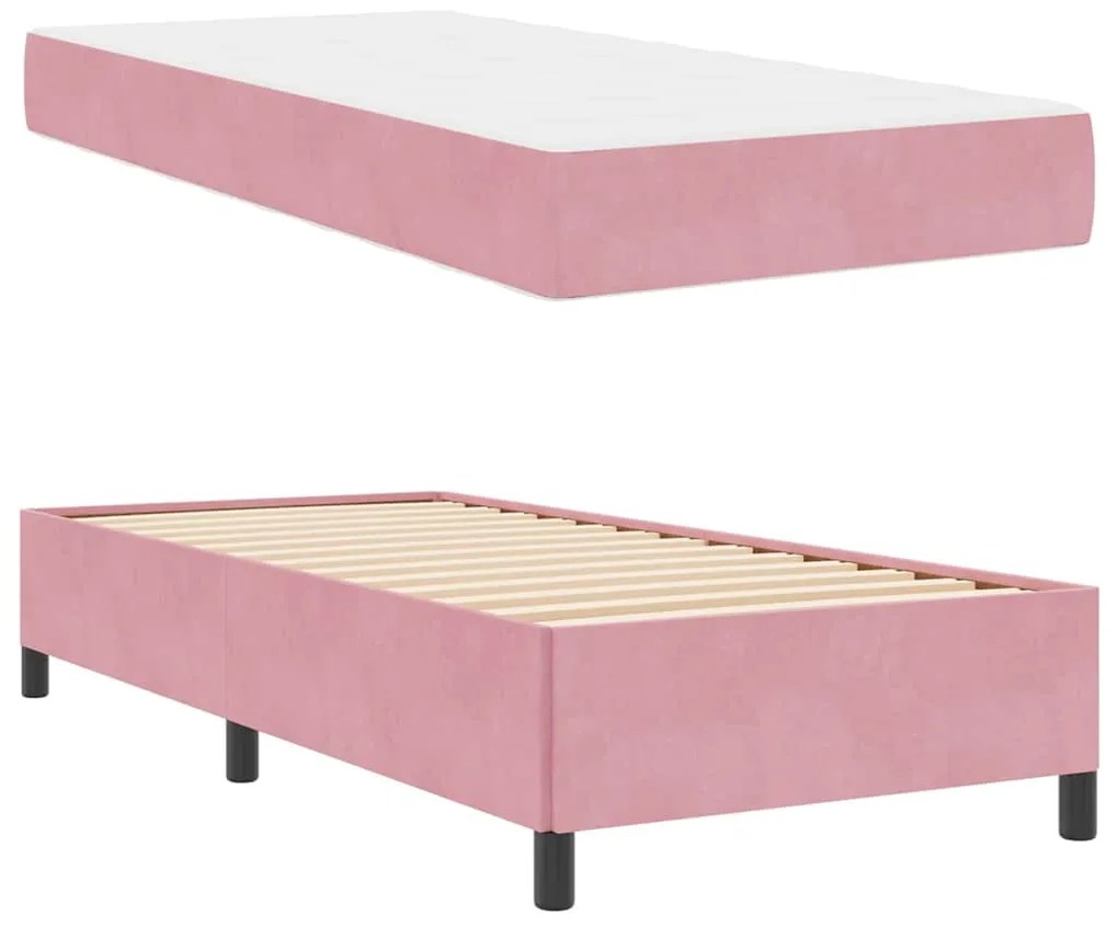 Estrutura da Cama Outros Rosa e branco 80 x 200 cm Veludo