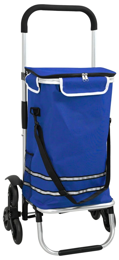 Carrinho de Compras vidaXL com Rodas e Cabo Ajustável Azul 40 L