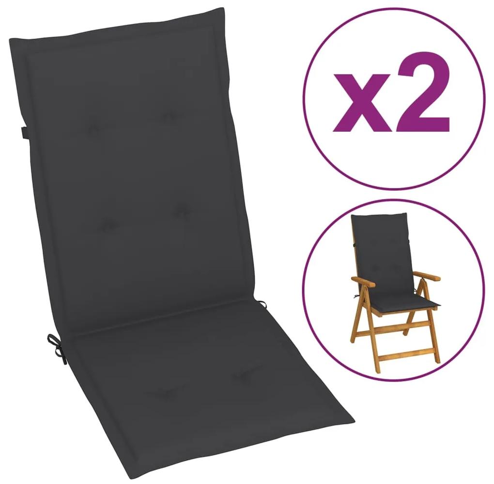 43177 vidaXL Almofadões para cadeiras altas de jardim 2 pcs tecido antracite
