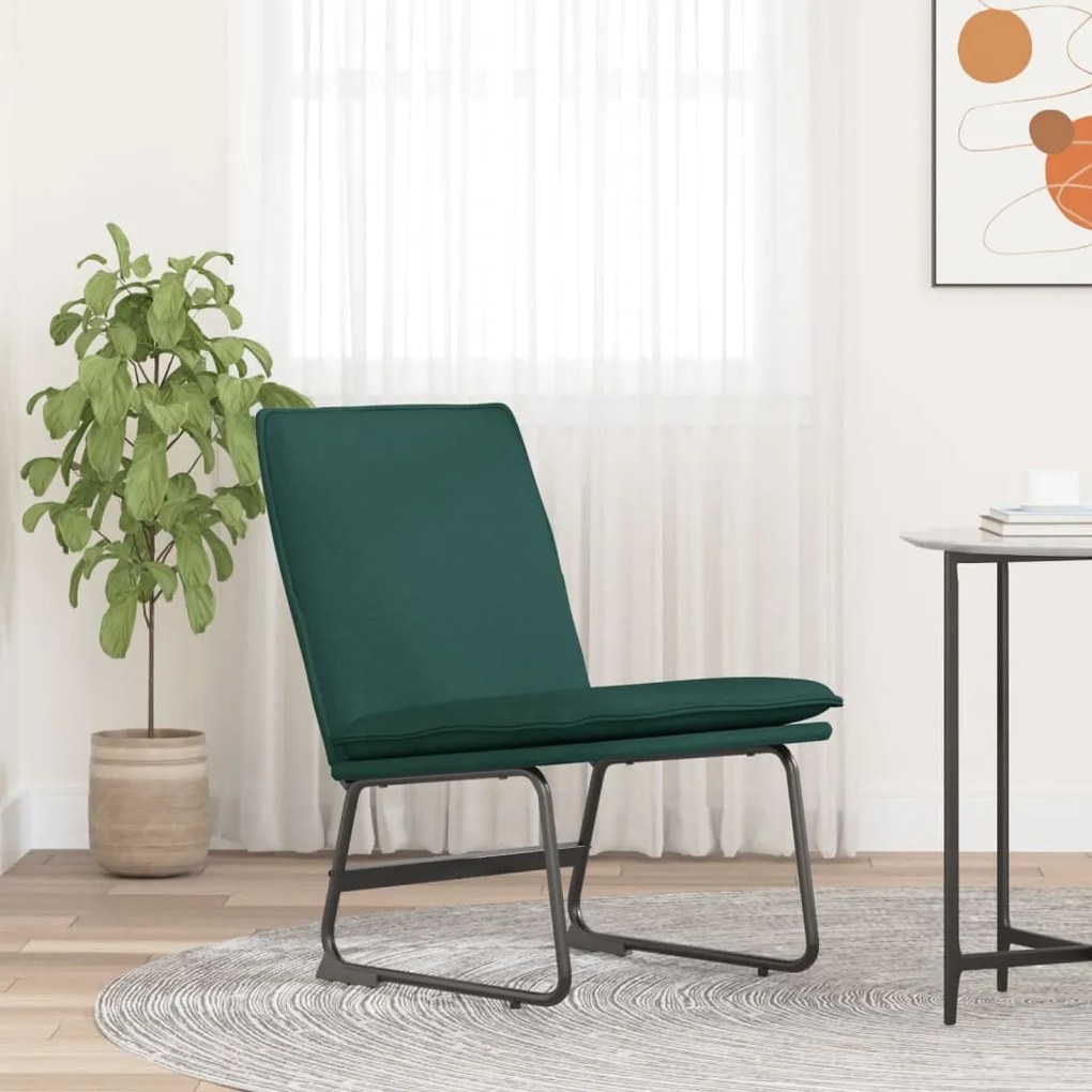 vidaXL Cadeira lounge 52x75x76 cm tecido verde-escuro