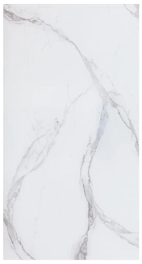 Tampo mesa retangular 120x65 cm vidro textura de mármore branco