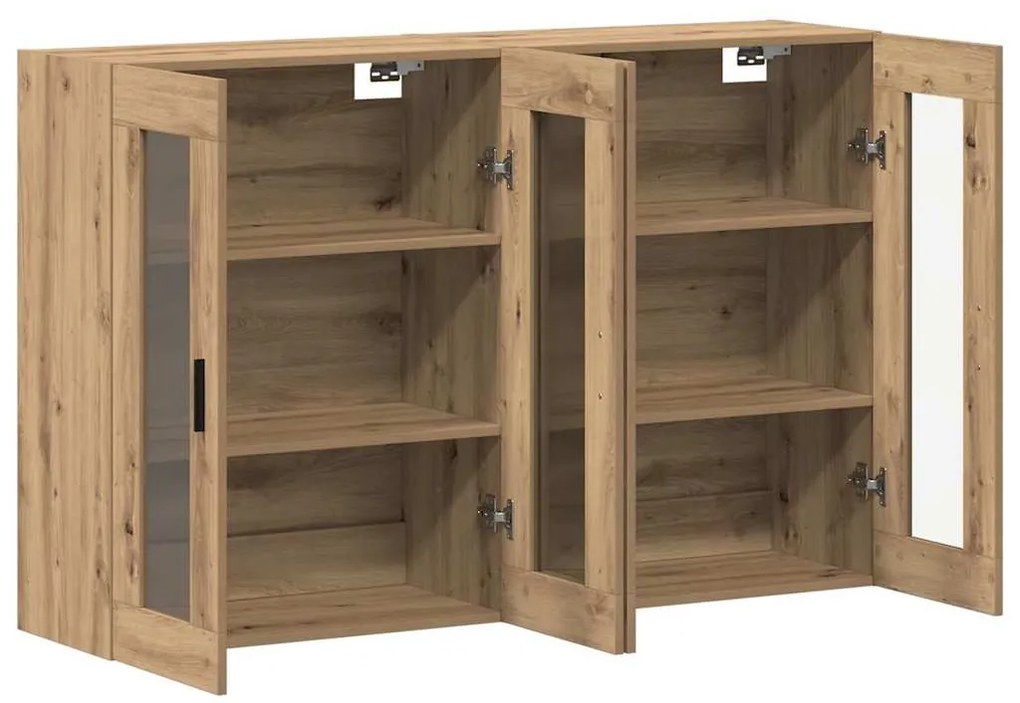 Gabinetes de Parede 2 peças Carvalho Artesanal 69.5 x 34 x 90 cm em Ma