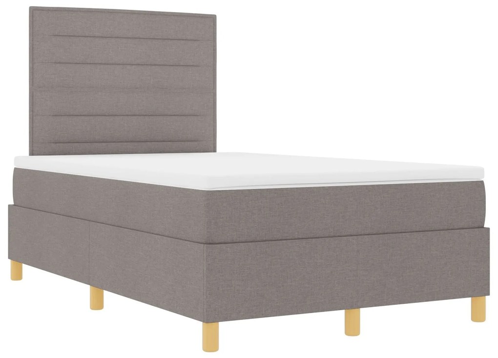 Cama Box Spring com Colchão e LED Taupe 120x200 cm Tecido