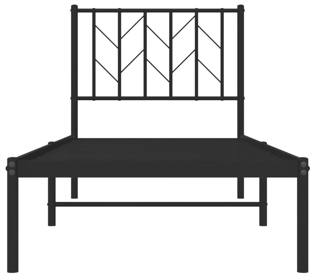 Estrutura de cama metal s/ colchão c/ cabeceira 75x190 cm preto