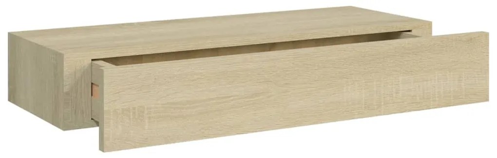 Prateleiras parede c/ gavetas 2 pcs MDF 60x23,5x10 cm carvalho