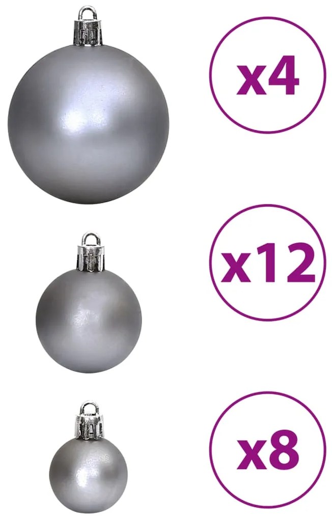 Enfeites de Natal 100 pcs 3 / 4 / 6 cm cinzento