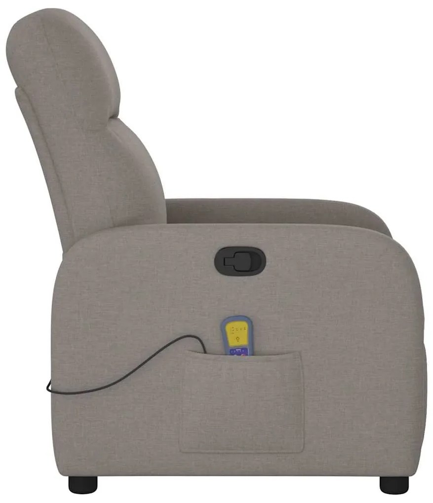Poltrona de massagens reclinável tecido cinzento-acastanhado