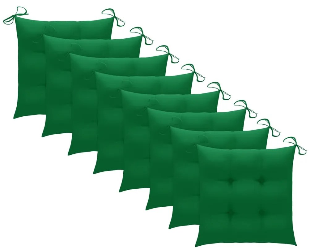 Cadeiras de exterior dobráveis 8pcs c/ almofadões acácia maciça