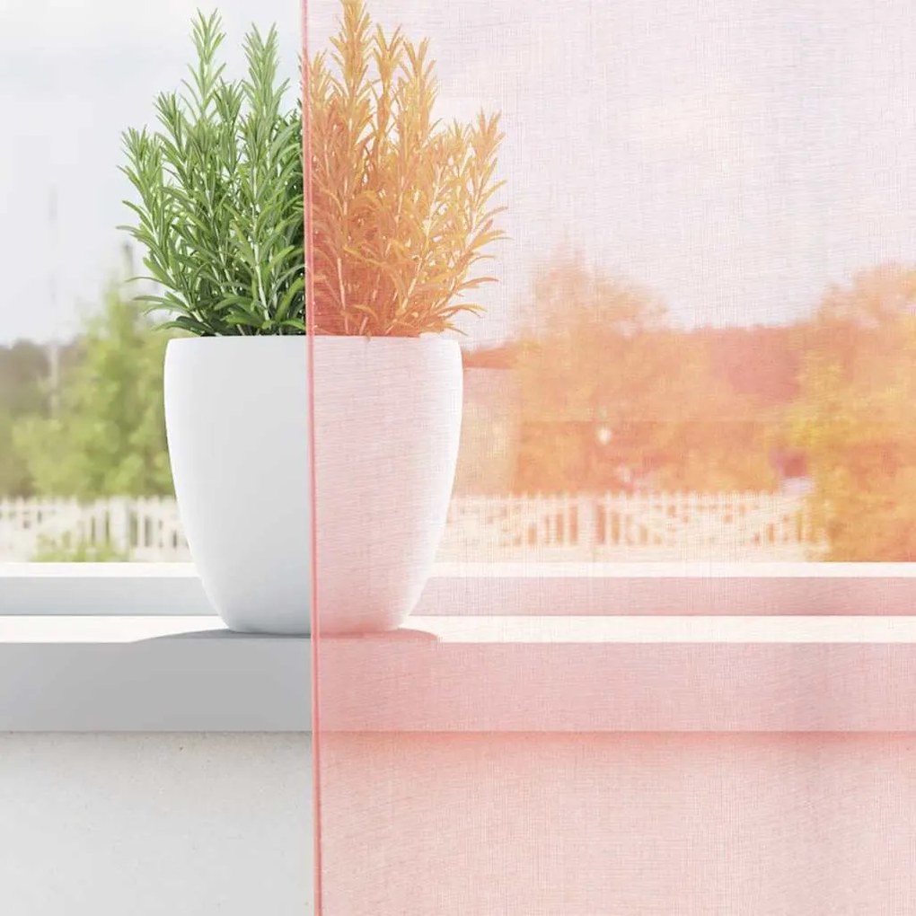 Cortinas de voile com laços 2 pcs rosa 140x140 cm