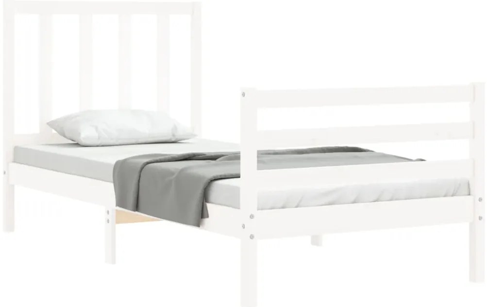 Cama sem colchão 100x200 cm madeira de pinho maciça branco
