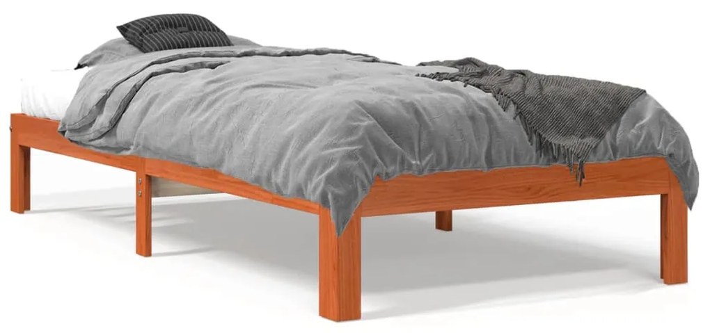 Estrutura de cama 90x190 cm madeira pinho maciça castanho cera