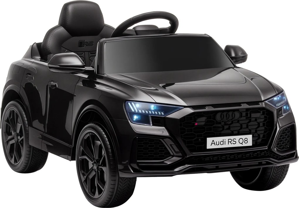 Carro elétrico infantil com licença oficial Audi RS Q8, veículo elétrico com controlo remoto, USB, Bluetooth, preto