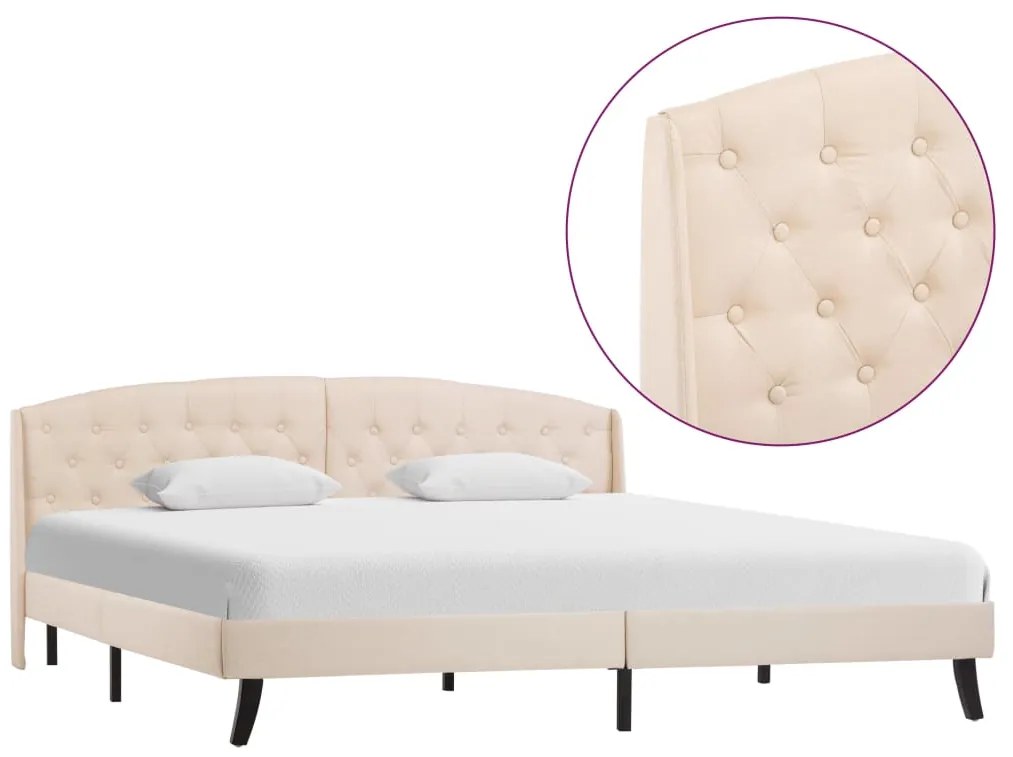 vidaXL Estrutura de cama 180x200 cm tecido cor creme