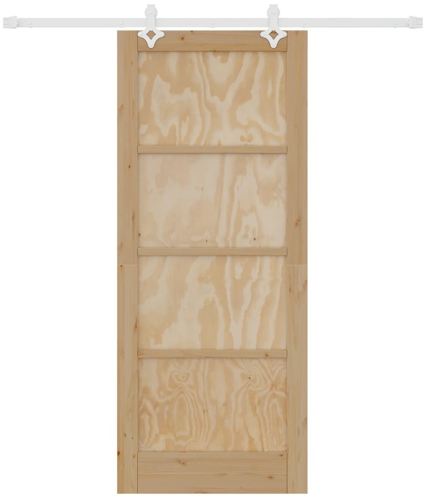 Porta Deslizante vidaXL com Conjunto de Ferragens 83x202 cm Madeira Só
