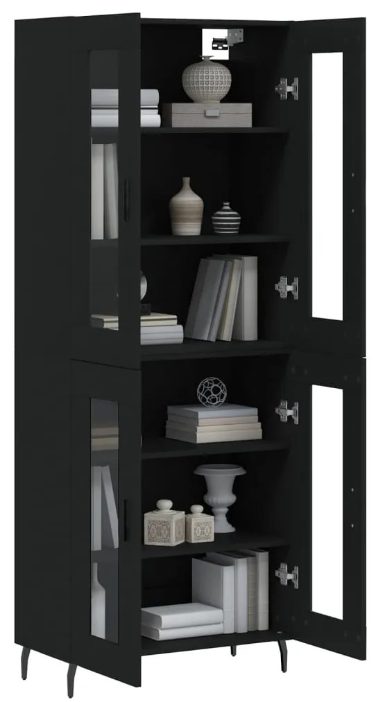 Armário alto 69,5x34x180 cm derivados de madeira preto
