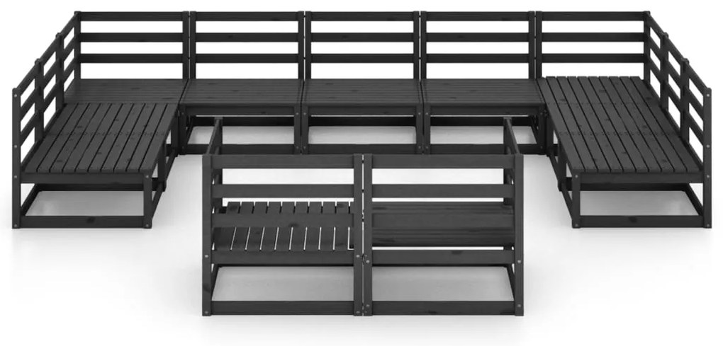 11 pcs conjunto lounge de jardim pinho maciço