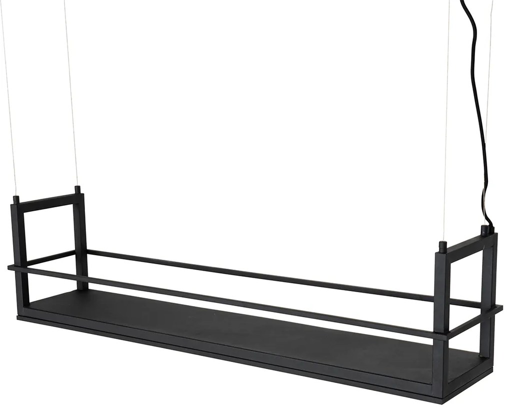 Candeeiro suspenso preto com rack incluindo LED regulável em 3 etapas - Cage Rack Industrial