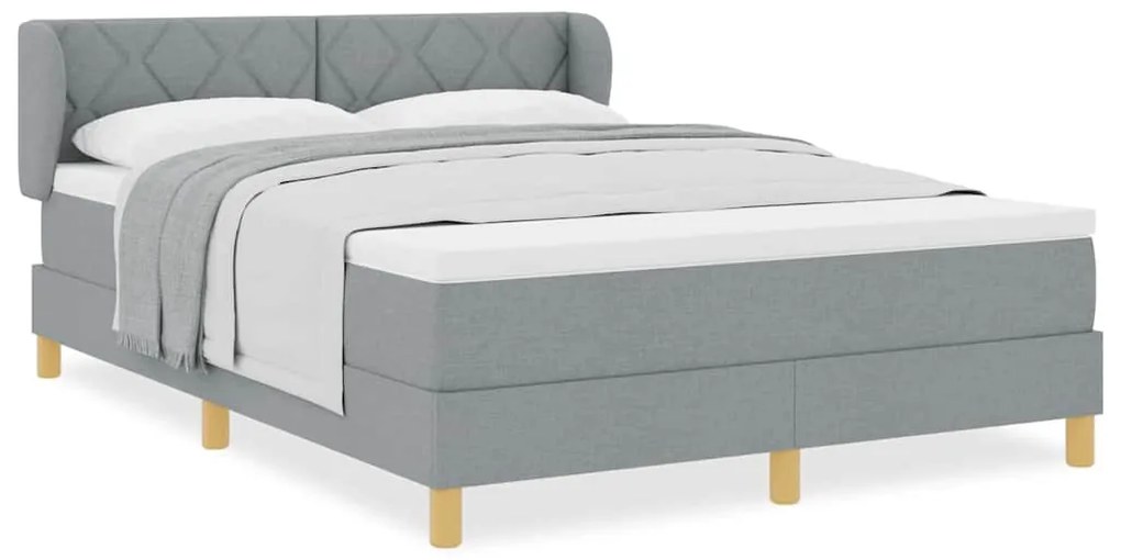 Cama Box Spring com Colchão vidaXL Cinza Claro 140x200 cm Tecido