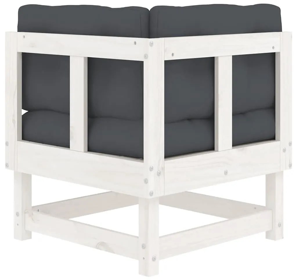 Sofás de canto com almofadões 2 pcs pinho maciço branco