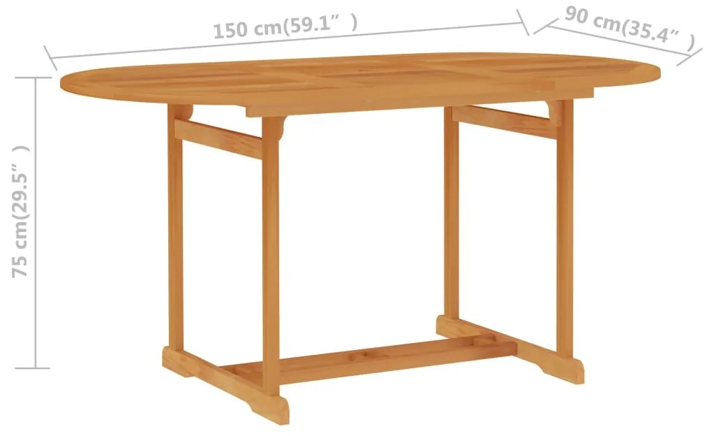 Mesa de jardim 150x90x75 cm madeira de teca maciça