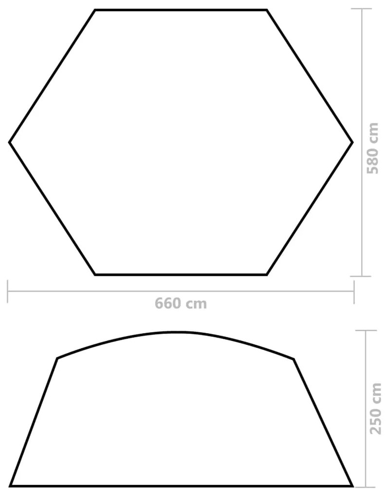 Tenda para piscina 660x580x250 cm tecido cinzento