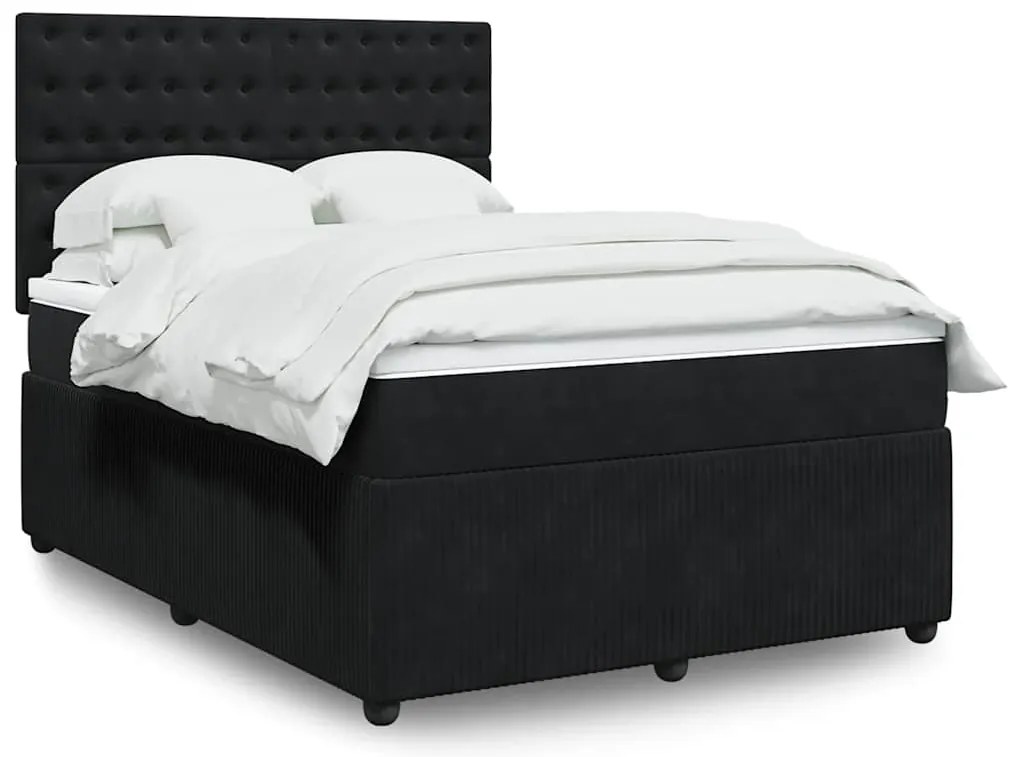 vidaXL Cama com molas/colchão 140x200 cm veludo preto